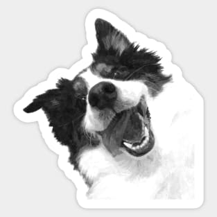 Black and White Happy Dog Sticker